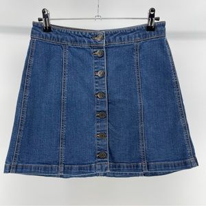 Mudd Button-Down Denim Mini Skirt, Dark Wash, 26” Waist